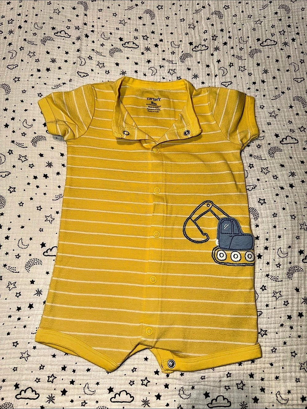 Carter's Striped Baby Romper Yellow & White Baby 9M